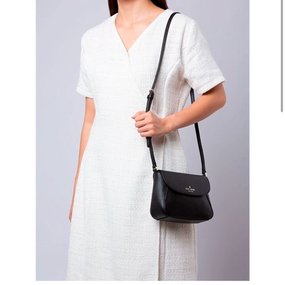 S Kate Spade Monica Flap Crossbody Bag Black Leather Purse KF364 NWT $259 Retail - Picture 6 of 8